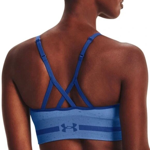 Under Armour Women's Seamless Low Impact Long Sports Bra Tech Blue Large - Picture 4 of 11